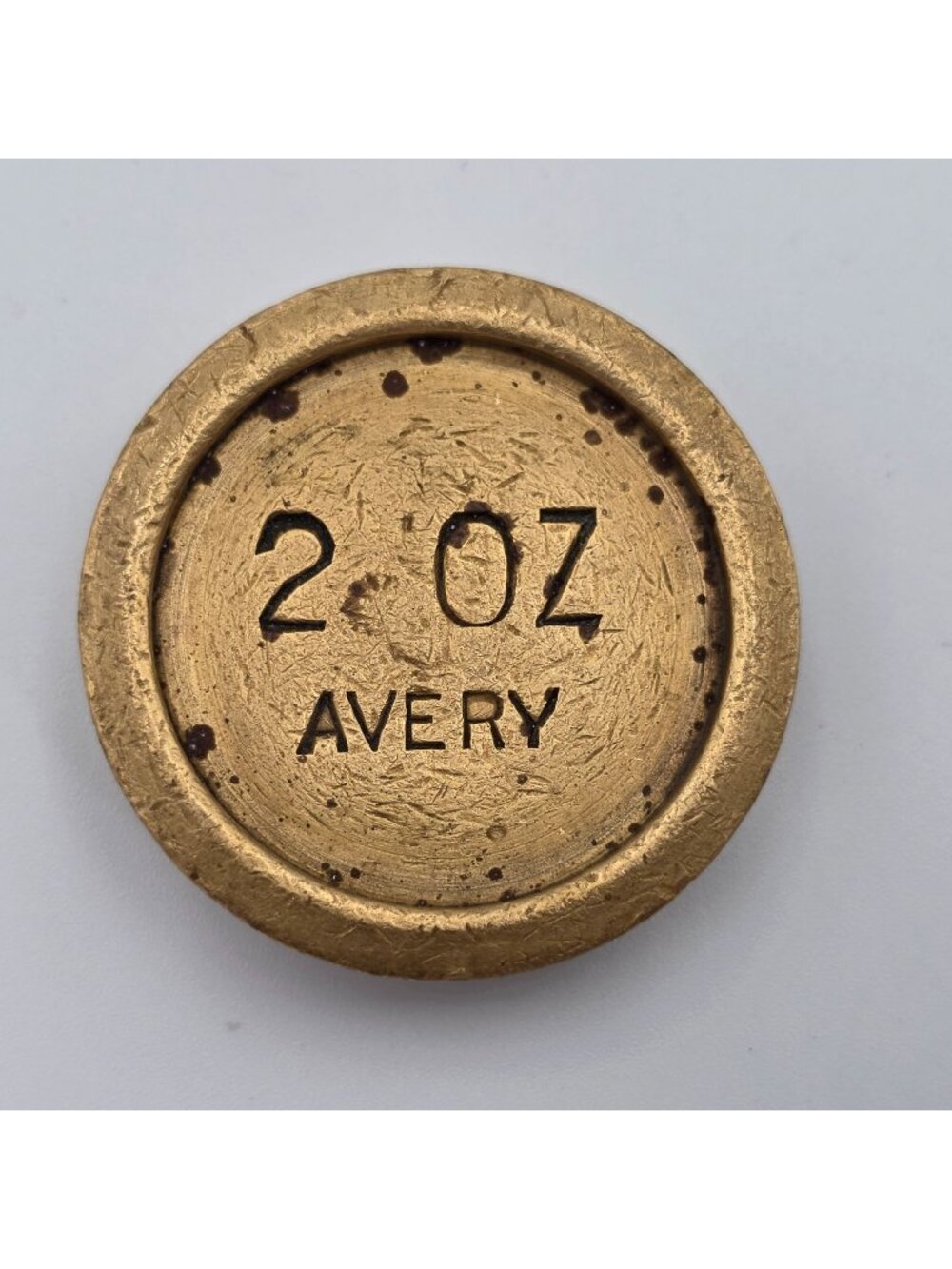 Avery Brass 2 Oz Coin-Shaped Weight With Stamped Markings 14cm